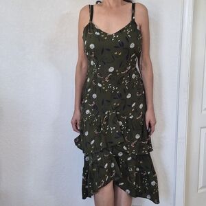 AX Paris Two Tier Ruffle Bottom, High/low, Floral Print Dress